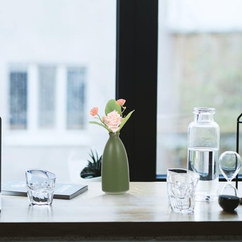 Toyvian Ceramic Zen Vase Green Dried Flower Vase Tabletop Artistic Home Décor for Desktop Arrangement and Meditation Space Decoration