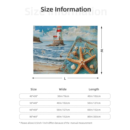 Beach Prints Throw Blanket (320g Flannel) Anti-Pilling Warm Fuzzy Blankets for Bed Sofa Couch Travel 40x30 Inch - color: Beach, size: 40x30 Inch