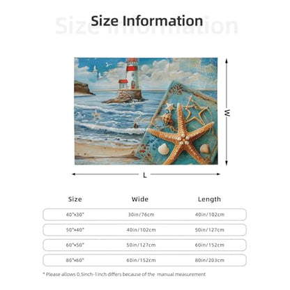 Beach Prints Throw Blanket (320g Flannel) Anti-Pilling Warm Fuzzy Blankets for Bed Sofa Couch Travel 40x30 Inch - color: Beach, size: 40x30 Inch