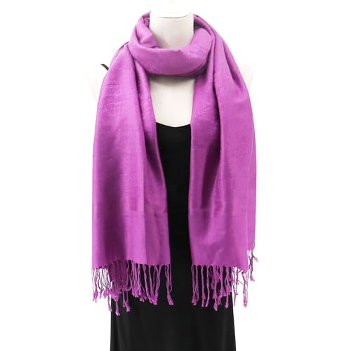 Silky Paisley Pashmina Shawl Scarf-Women's Soft Double-side Jacquard Pashminas Wrap for Evening Dress Travel Shawl - color: A-taro Purple