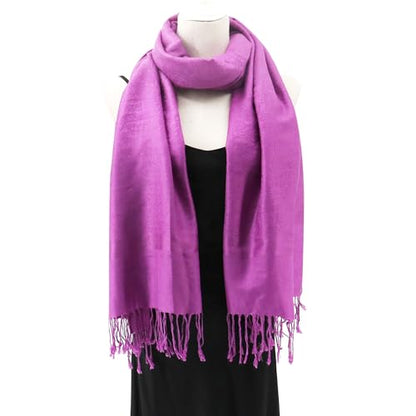 Silky Paisley Pashmina Shawl Scarf-Women's Soft Double-side Jacquard Pashminas Wrap for Evening Dress Travel Shawl - color: A-taro Purple