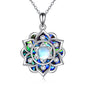 ONEFINITY Lotus Necklace 925 Sterling Silver Moonstone Pendant Necklace Yoga Lotus Jewelry for Women - style: Abalone shell lotus