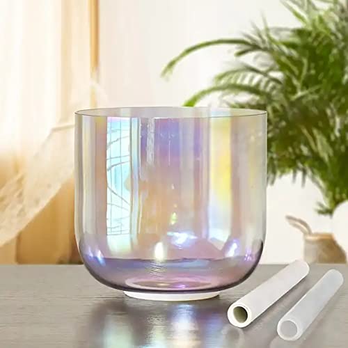 Crystal Singing Bowl Set, 432Hz,with Free Mallet & O-Ring, Frosted Quartz Sound Bowl for Yoga Meditation & Healing,7" A - size: 7"A