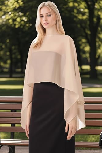 Coucoland Shawl Wraps for Women Sheer Chiffon Shawl Elegant Soft Wraps for Evening Dress Wedding Party - color: Khaki
