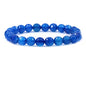 Amandastone Natural Gemstone 8mm Round Beads Stretch Bracelet 7 Inch - color: Faceted Blue Agate