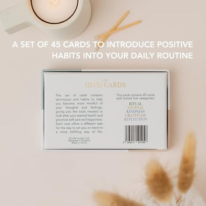 Mind Cards | 45 Cards for Daily Rituals, Gratitude & Journaling for Men and Women | Simple Steps to Positive Habits, Self Care for Busy Lives & Careers