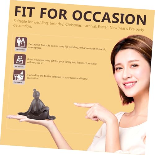 VOSAREA 3pcs Sand Ceramic Household Adornment Zen Rockery Decoration for Home Includes Styles Book and Sitting Figures for Interior Decor and Giving