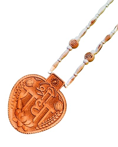 Holy Basil Sacred Tulsi Mala Necklace with Carved Radha Name Wooden Locket Handcrafted Yoga Meditation Accessories