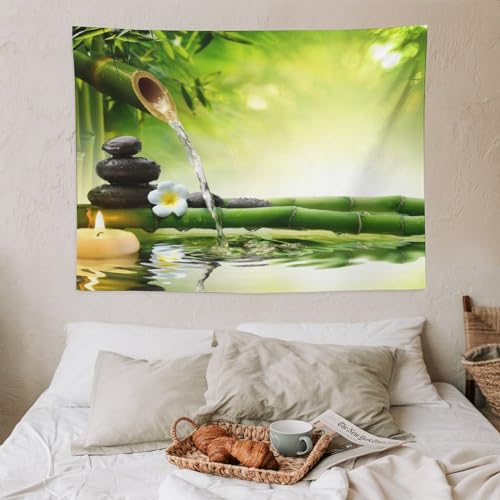 ZhiRain Meditation Tapestry Wall Hanging Zen Garden Pond Flower Pebble Stone Bamboo Stalks Candle Spa Yoga Tapestries Home Decor for Living Room Bedroom Farmhouse Kitchen Dorm 30"x40"
