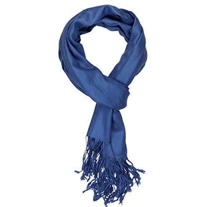 Falari Women's Soft Solid Color Pashmina Shawl Wrap Scarf, for Wedding, Bridesmaid Gifts, Evening Dress - color: Light Navy
