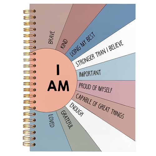 BearCake Positive Affirmations Gifts, Inspirational Motivational Notebook Journal, Boho Sunshine Notebook Journal, Inspirational Gifts for Women, I am Brave Kind Hardcover Spiral Notebook 5.5x8.3 Blue - color: physiotherapy-I am deep blue