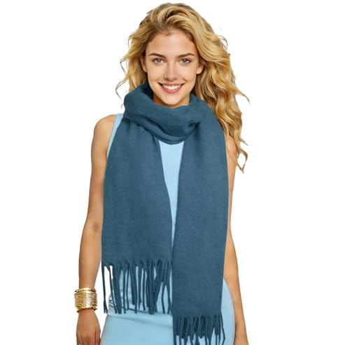 Winter Soft Long Scarf, Pashmina Shawls and Wraps, Warm Large Scarves for Men Women Evening Dress Wedding - color: Greyish Blue