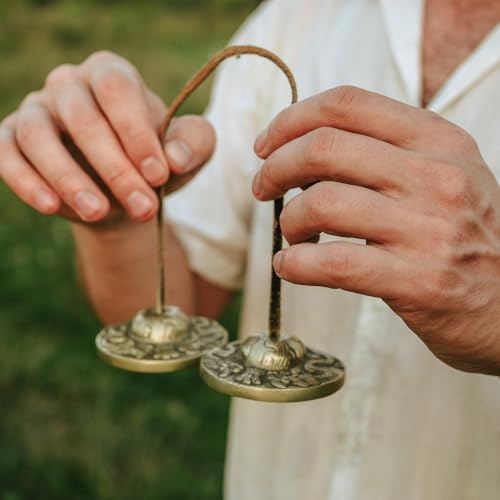 Mudra Crafts Tibetan Tingsha Bells Yoga Chimes – Mantra Tibetan Finger Cymbals Meditation Bells for Mindfulness, Prayer, and Sound Healing - color: Mantra, size: 2.5 Inches