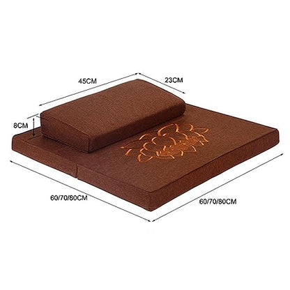 BRAGUE Meditation Cushion Folding Coconut Silk Meditation Meditation Cushion Thickened Yoga Cushion Pillow Cushion Kneeling Buddha Futon Meditation Accessories(Gray,70 * 70cm)