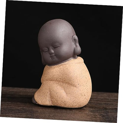 MAGICLULU 4Pcs Zen Monk Figurine Decoration Ceramic Desktop Ornament for Tea Tray Calming Aesthetic for Home Office and Garden Decor