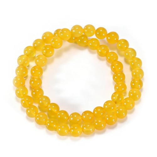 14in Agate Wrap Bracelet for Women Men Natural Round Beaded Agates Stone Healing Stretch Bracelets Elastic Handmade Polished Gemstone Beads Bracelet - color: Yellow Agate, size: 8mm Beads
