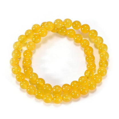 14in Agate Wrap Bracelet for Women Men Natural Round Beaded Agates Stone Healing Stretch Bracelets Elastic Handmade Polished Gemstone Beads Bracelet - color: Yellow Agate, size: 8mm Beads