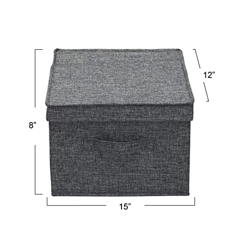Household Essentials Large Fabric Storage Bins with Lids, Graphite, Set of 2 - color: Graphite