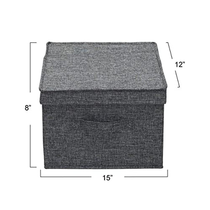 Household Essentials Large Fabric Storage Bins with Lids, Graphite, Set of 2 - color: Graphite