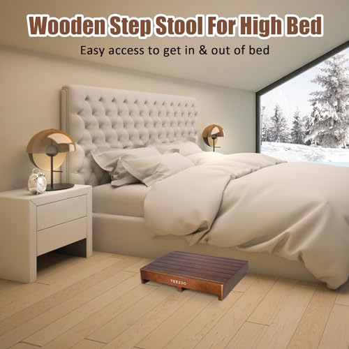 Wooden one Step Stool- Solid Pine Wood Step Riser with Non-Slip Pads, Wood Step Stool for Elderly Adults, high Bed, Bathroom, Kitchen (23.6" L*15.7" W*3.9" H, Brown, 400LBs Capacity) - color: Brown, size: 23.6IN