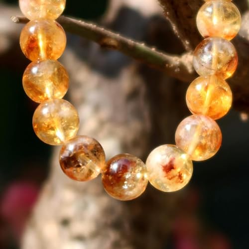 Natural Handmade Healing Chakra Bracelet - color: 10mm-Yellow Tower-FOR 7-8 INCH WRIST