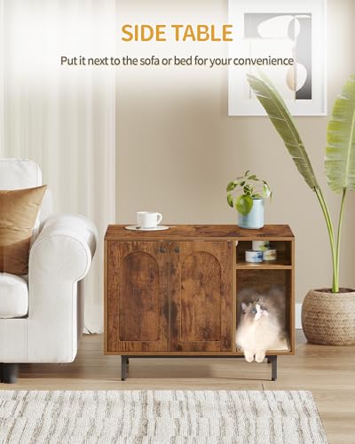 Hzuaneri Cat Litter Box Enclosure Enclosed, Hidden Litter Box Cabinet Furniture with Storage, Wooden Indoor Cat House Large, Modern End Table for Living Room Entryway, Rustic Brown and Black CB01501B - color: Rusic Brown