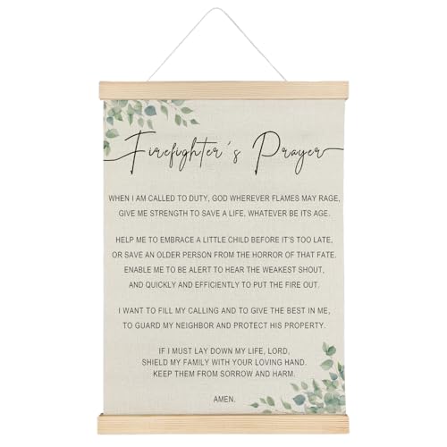 ATBWGT Firefighter's Prayer Christian Wall Art Decor, Inspirational Bible Verses Poster Hanger Frame for Home Office, Firefighter First Responder Gifts, 12x16 Inch - color: Prayer - Firefighter