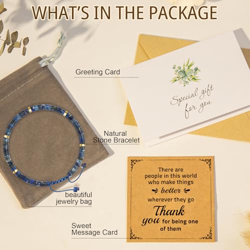 Thank You Gifts for Women: Teacher Appreciation Office Gifts for Coworkers Employee Boss Lady Manager Colleague Natural Stone Bracelet - color: Blue-Better