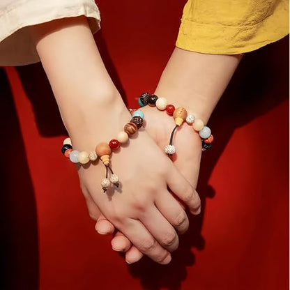 Handmade 18-Bead Bodhi Bracelet with Natural Crystals Chakra Balancing Feng Shui Jewelry for Meditation, Positive Energy & Spiritual Protection, Buddhist Wood Bead Accessory for Men/Women