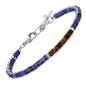 SAMYA Natural Lapis Lazuli Beaded Bracelet for Men – Deep & undyed Lapis Lazuli, 4 ×2mm Heshi Stones, Adjustable Stainless-Steel Clasp