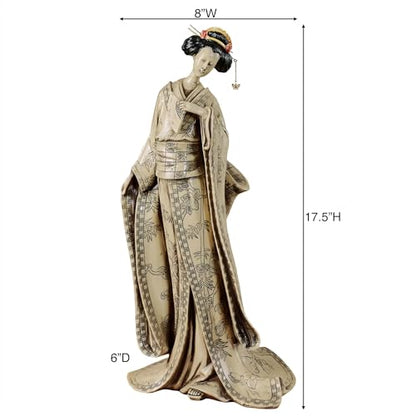 Touch of Class Miyoko Beauty Geisha Table Sculpture - Resin - Beige, Black, Red - Japanese Lady for Bedroom, Living Room, Dining Room, Bookshelf, Mantel, Office, Entryway, Foyer