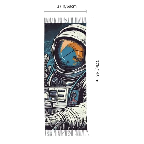 Astronaut Sitting in Yoga Chakra Scarf for Women Warm Soft Scarves Fashion Fringed Shawl Casual Tassel Blanket Scarf - color: Astronaut Music Art.