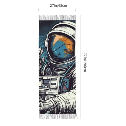 Astronaut Sitting in Yoga Chakra Scarf for Women Warm Soft Scarves Fashion Fringed Shawl Casual Tassel Blanket Scarf - color: Astronaut Music Art.