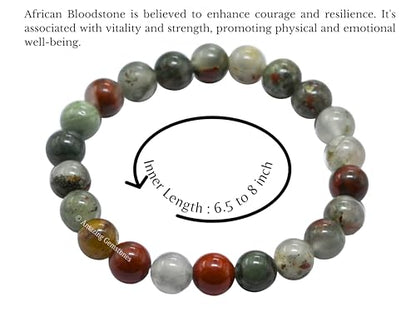 Amazing Gemstone Crystal Bracelet for Women Men's Gifts - Protection Healing Crystal Bracelet - 8mm Gemstone Beaded Stretchable Bracelet Pulseras Para Hombres Mujer Stocking Stuffers Mothers Day Gift (African Bloodstone) - color: African Bloodstone