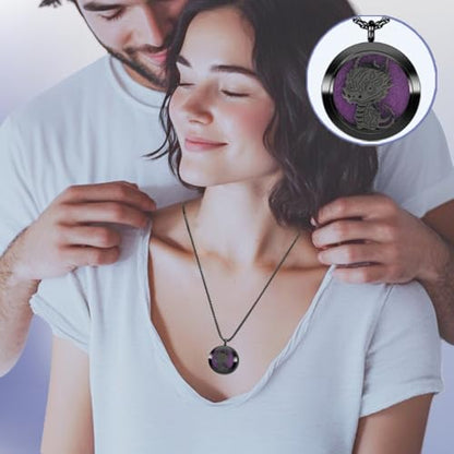 Aromatherapy Diffuser Necklace-Dinosaur Essential Oil Necklace,Aromatherapy Diffuser Pendant for Men and Women,Portable,Suitable for Yoga,Meditation,Travel,Stress Relief Gift(Black30mm) - color: Cute Dinosaur Black