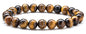 Men Women 8mm Natural Stone Lava Rock Diffuser Bracelet Elastic Yoga Agate Beads Bracelet Bangle - color: Tiger Eye