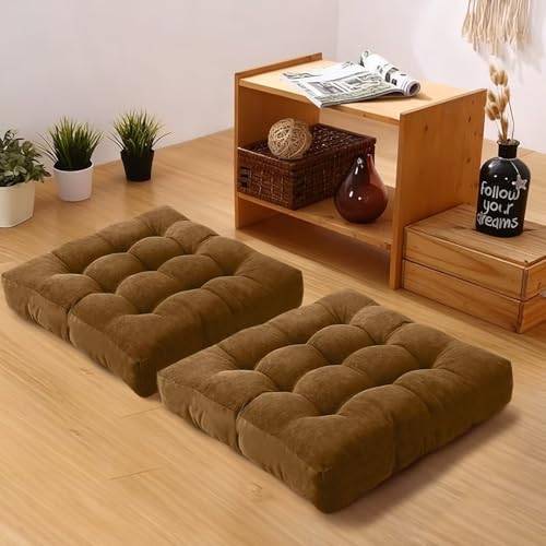 Large Floor Pillow Cushion for Adults Meditation Cushion Large Floor Sitting Soft Seat Pillow for Tatami Living Room Yoga Chatting 22x22 Inch Brown
