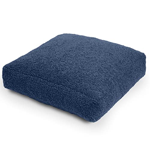 Jaxx Brio Large Décor Floor Pillow/Meditation Yoga Cushion, Shearling Faux Lamb, Indigo - color: Faux Lamb Indigo