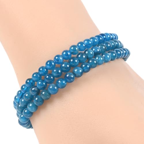 Justinstones Gem Semi Precious Gemstone 3pcs 4mm Round Beads Stretch Bracelet 6.5 Inch Unisex - color: Apatite