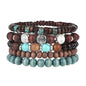 Mikovivi Beaded Bracelets for Women, Multilayer Boho Western Turquoise Bracelets Stackable Bohemian Bead Elastic Jewelry Gifts for Women Men