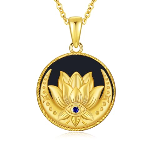 Evil Eye Necklace for Women 925 Sterling Silver, Protection Necklace with Blue Evil Eye Charm, Evil Eye/Lotus Pendant Jewelry, Birthday Christmas Gifts for Her - style: Lotus Evil Eyes 06
