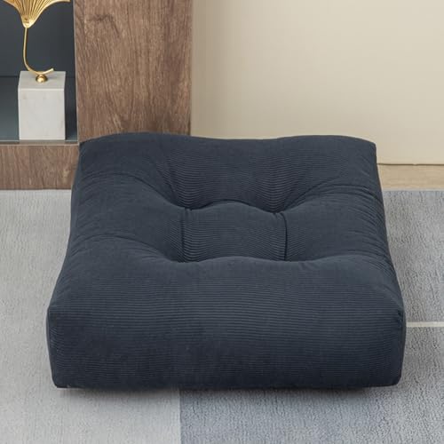 Meditation Floor Pillow, Large Square Large Pillows Seating for Adults, Tufted Corduroy Waterproof Seat Cushions for Outdoor Yoga Tatami Bedroom Living Room (Dark Gray, 18x18x5 in)