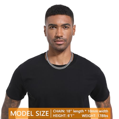 Chain for Men Stainless Steel Cuban Link Chain Necklace Silver Toned Mens Necklaces 18, 20, 22, 24, 26 Inch - size: 26 Inches, style: 10mm width-stainless steel