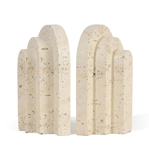 Book Ends for Heavy Books, Decorative Bookends for Shelves, Durable Book Holder & Shelf Decor, Non-Slip Book Stopper, Office Bookshelf Organizer (Set of 2)