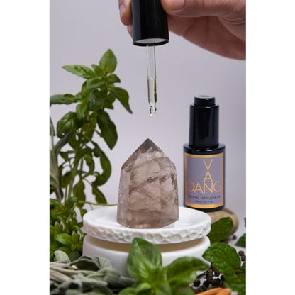 Van Dang Crystal Stone Meditation Set Smoky Quartz | Diffuser Oil Dropper Aromatherapy | Luxury Spiritual Home Decor Fragrance Gift Notes of Lavandin Nutmeg Tobacco Suede Vanilla (Smoky Quartz) - color: Smoky Quartz