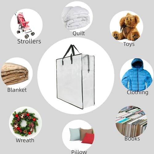 Clear Storage Bags with Zipper and Handles, Blanket Bags For Closet Storage, Moving and Packing Supplies for College, Underbed Storage Organizer for Clothes Pillow Bedding Christmas Wreath