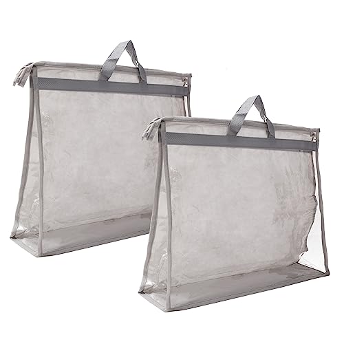 PATIKIL Handbag Dust Bags, 2 Pack Clear Purse Storage Organizer XXL Size PVC Dustproof Handbag Cover Transparent Purse Protector, Light Gray - color: Light Gray, size: XXL