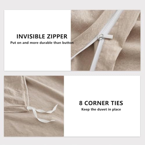 100% Washed Cotton Weighted Blanket Cover, Linen Feel Duvet Cover for Weighted Blanket 88"x104", Plain Simple Cotton Heavy Blanket Duvet Cover (Beige, 88"x104") - color: Beige (No Blanket), size: 88"x104"