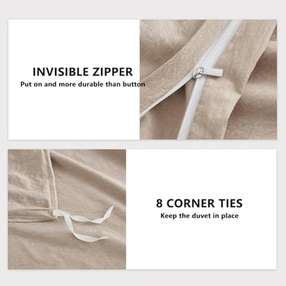 100% Washed Cotton Weighted Blanket Cover, Linen Feel Duvet Cover for Weighted Blanket 88"x104", Plain Simple Cotton Heavy Blanket Duvet Cover (Beige, 88"x104") - color: Beige (No Blanket), size: 88"x104"