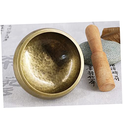 Buddhist Sound Therapy Bowl Meditation Bowl with Chime Stick Size 13cm Handmade - size: 13*13CM